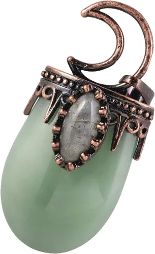 Vista 2 de Nupuyai Colgante de piedra de cristal curativo vintage para mujeres y hombres, collar único de luna ovalada, joyería de labradorita