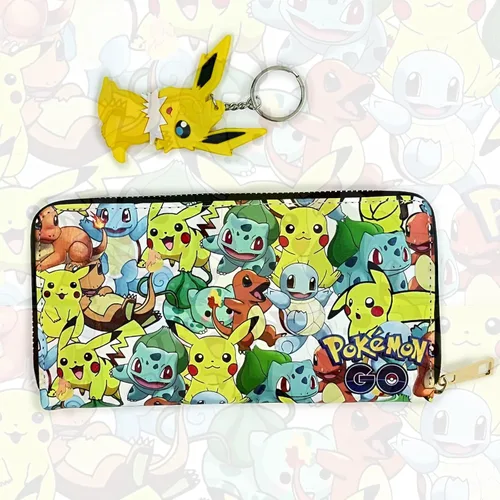 Vista 6 de FUUNUSLY Billeteras de anime para niños y niñas Lindo anime Kawaii con personajes de dibujos animados y llavero colgante, juego de regalo