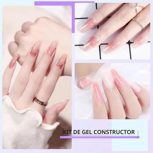 Vista 4 de Gel constructor de gel duro para uñas de larga duración fuerte mano desnuda 3D escultura para extensión de uñas 4oz Juego de 4