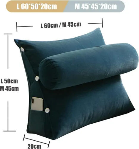 Vista 7 de Almohada triangular de cuña para cama, cojín de apoyo para la espalda del cabecero, almohada de lectura de espalda, cuello y pierna, almohada