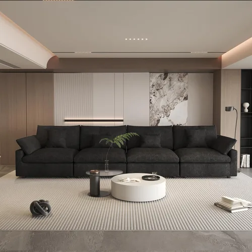 Vista 60 de WJShome Sofá Seccional Cloud Couch de 83 pulgadas para sala de estar, sofá seccional modular relleno de plumón, sofás en forma de L con otomana
