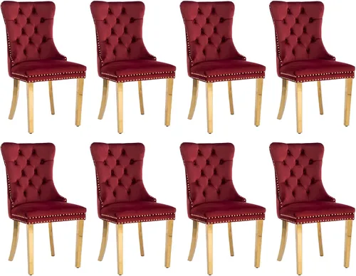 Vista 23 de SoarFlash Juego de 2 sillas de comedor de terciopelo, silla lateral de respaldo alto, silla lateral moderna tapizada de alta gama con botones Beige
