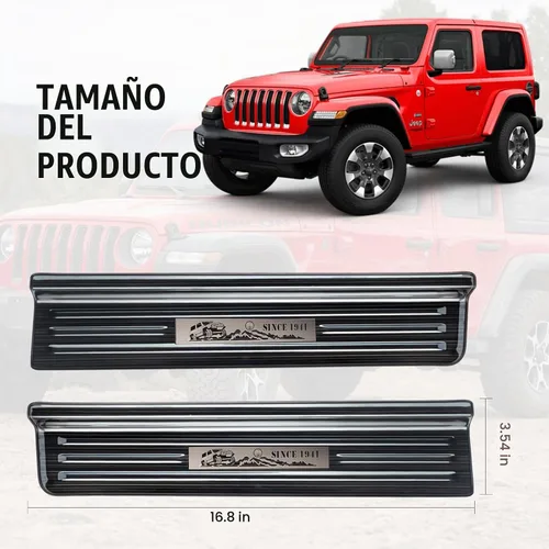 Vista 3 de Rowa - Protectores de umbral de puerta de acero inoxidable 304 compatibles con Jeep Wrangler JL JLU 2018-2025 & Gladiator JT 2020-2025, protector