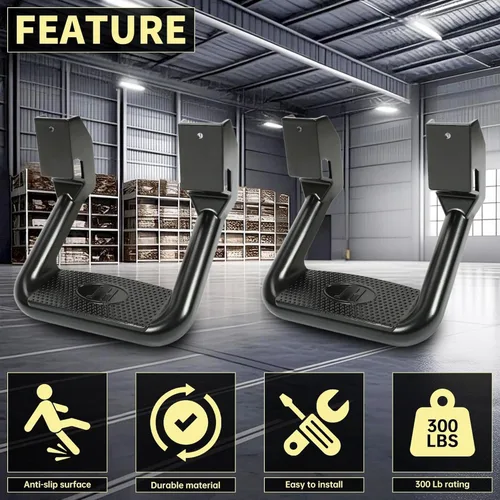 Vista 6 de KUAFU Escalón lateral compatible con Chevrolet Toyota Ford Dodge Jeep GMC Nissan Mazda 1967-2020 aluminio 2 piezas de escalón lateral para Negro