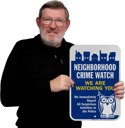 Vista 2 de SmartSign Letrero de "Neighborhood Crime Watch - We Are Watching You" 12 x 18 pulgadas, aluminio reflectante de grado diamante 3M