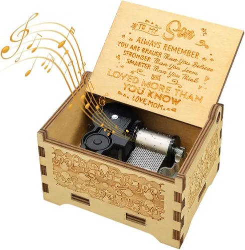 Vista 8 de Sooharic You are My Sunshine - Caja de música para hija, hijo, papá, mamá, única para niños, caja de música de madera con grabado vintage