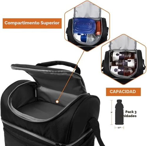 Vista 8 de OPUX Lonchera para hombres y mujeres, bolsa de almuerzo grande aislada para trabajo de adultos, lonchera de dos pisos para preparación de comidas
