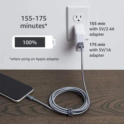 Vista 6 de Amazon Basics - Cable cargador USB trenzado de nailon - Cargador para iPhone con certificación MFi