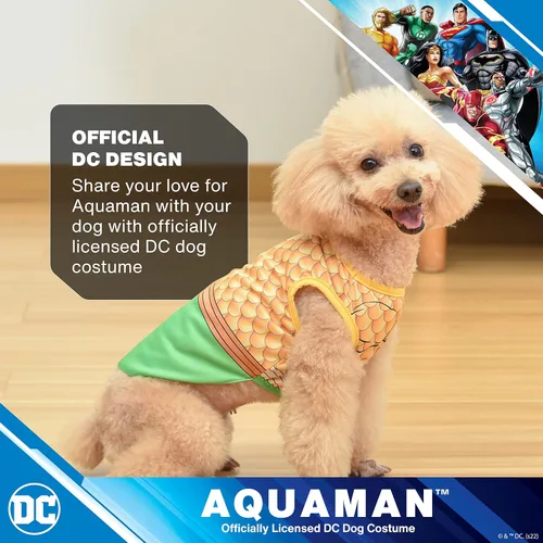 Vista 2 de DC Comics Disfraz de perro Aquaman para mascotas, pequeño