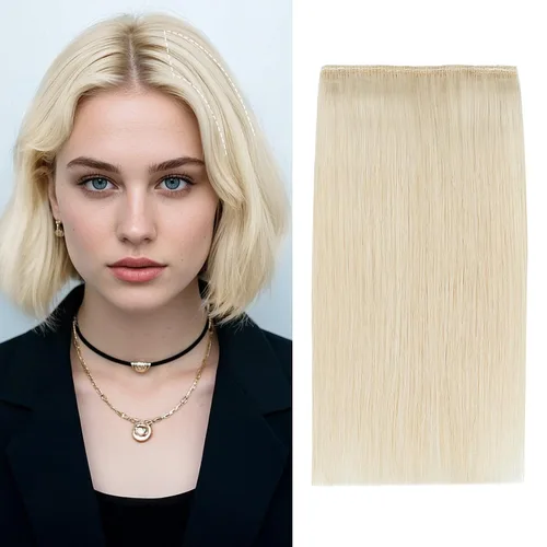 Vista 19 de S-noilite Extensiones de cabello corto con broches, 100% cabello humano real, 2 clips, extensiones con clip para mujeres con cabello delgado, añade