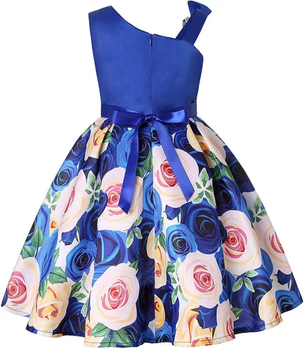 Vista 2 de LLQKJOH Vestido de niña con volantes de encaje para boda, vestidos de dama de honor