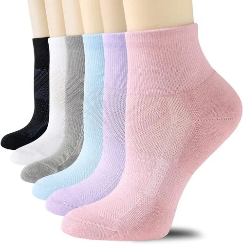 Vista 13 de CS CELERSPORT 6 pares de calcetines tobilleros para correr para mujer, calcetines deportivos acolchados 6 Pair negro