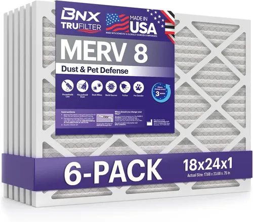Vista 19 de BNX TruFilter - Filtro de aire MERV 8 de 10 x 10 x 1 pulgadas (paquete de 6) – Fabricado en Estados Unidos – Defensa contra polvo y mascotas