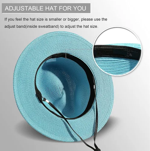Vista 57 de Lanzom - Sombrero de paja playero para mujer, de ala ancha, plegable, estilo Fedora, UPF50+