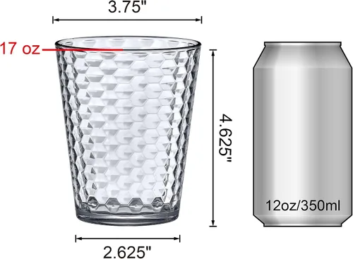 Vista 4 de Amazing Abby - Copo de nieve - Vasos de plástico de 16 onzas (juego de 8), vasos de plástico transparente reutilizables, apilables, sin BPA
