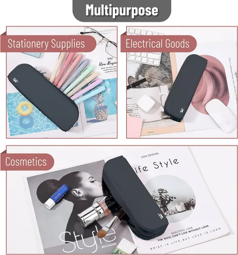 Vista 6 de Mr. Pen - Estuche de silicona para lápices, estuche para lápices negro, estuche pequeño para lápices, estuche para lápices estético Bolsa