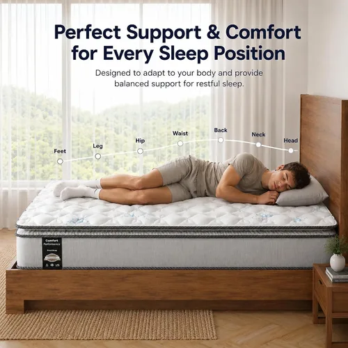 Vista 5 de Greaton, Colchón individual de resortes interiores de 9 pulgadas con somier, colchón de cama de firmeza media, espuma certificada CertiPUR-US