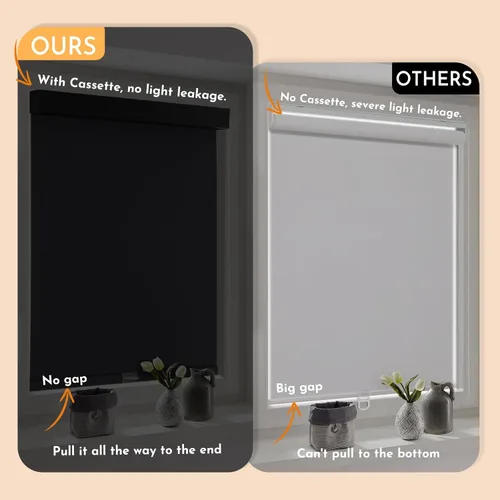 Vista 22 de Persilux Persianas enrollables opacas inalámbricas para ventanas, parada libre con cenefa, persianas de tela con aislamiento térmico, protección UV