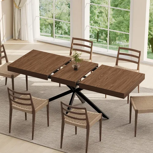 Vista 14 de Mesa de comedor extensible para mesa de cocina de 4, 6, 8,55 a 70 pulgadas, color negro
