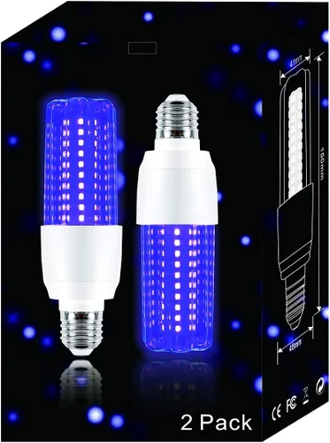 Vista 7 de Kapata Bombilla LED UV negra de 15 W, ahorro de energía, luces negras UV, nivel UVA 395-400 nm, brilla en la oscuridad, equivalente a luz