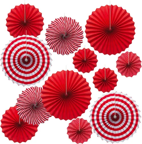 Vista 10 de ONUPGO Paper Fans - Juego de abanicos de papel para colgar en fiestas, color negro, 12 unidades, decoración de fiesta mexicana, pancarta colgante