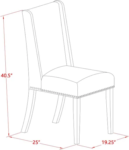 Vista 3 de East West Furniture FLP1T21 Florence Parson Sillas – Juego de 2 sillas de comedor tapizadas de tela de lino azul con ribete de clavo, color negro