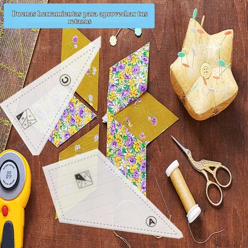 Vista 3 de Reglas y plantillas de acolchado, 5 piezas creativas plantillas de corte de acolchado acrílico para patrones de corte, juego de reglas de edredón