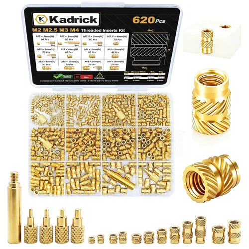 Vista 20 de 300 piezas de inserciones roscadas M2 M2.5 para plástico con puntas de ajuste térmico, kit de inserciones de ajuste térmico M2 y M2.5, inserciones