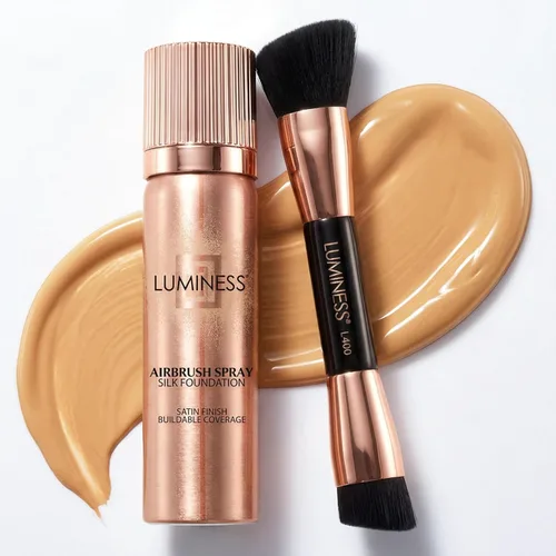 Vista 12 de LUMINESS Kit de aerosol de maquillaje con brocha de aire y brocha suave de seda – Base de maquillaje de cobertura total y brocha de doble cara