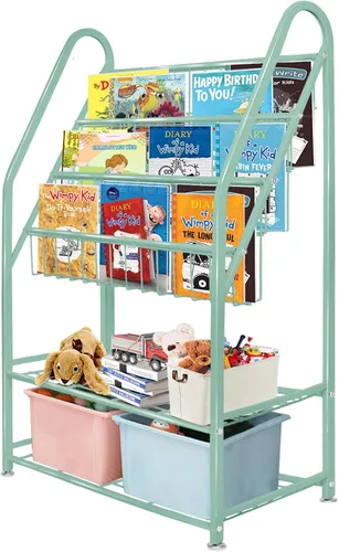Vista 19 de aboxoo Estantería de metal para niños, grande, independiente, para habitación de los niños, organizador de juguetes de 32 pulgadas, estantería