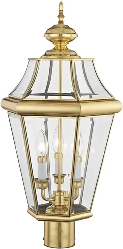 Vista 3 de Livex Lighting 2364-91 - Farol de poste para exteriores, 3 luces, níquel cepillado