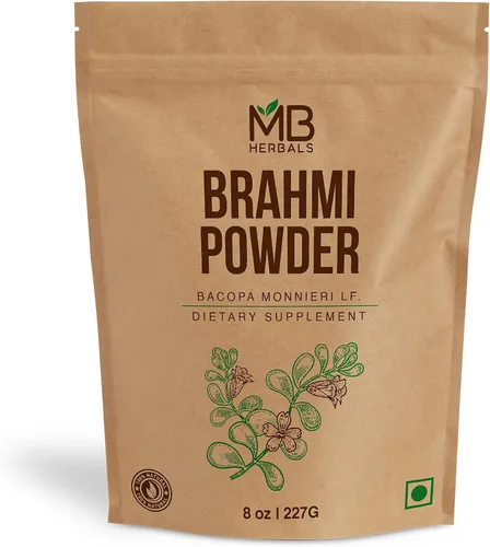 Vista 5 de MB Herbals Brahmi Pure Powder 3.53 oz 3.5 oz 100% puro Bacopa monnieri Powder Cuidado del cabello