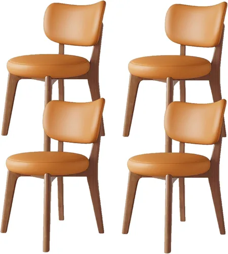 Vista 50 de Juego de sillas de comedor de madera de 1/2/4, sillas de cocina con respaldo curvo, silla de vestíbulo, silla de comedor tapizada, silla de comedor