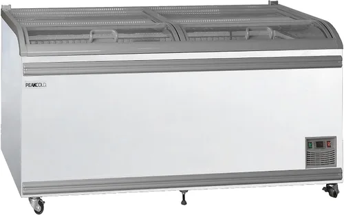 Vista 8 de PEAKCOLD - Congelador comercial de cristal superior, 58 pulgadas de ancho Negro