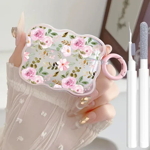 Vista 29 de Bonita funda transparente para AirPods Pro 2/1 Gen, diseño de lazo 3D femenino, funda protectora y a prueba de golpes de TPU suave Kawaii para Apple