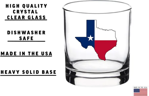 Vista 2 de Rogue River Tactical Bandera del estado de Texas Old Fashioned Glass Gift para texanos