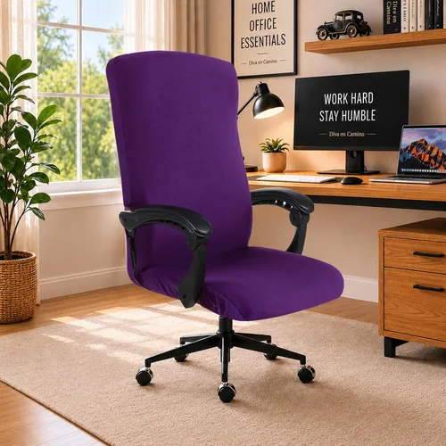 Vista 12 de Fundas elásticas resistentes al agua para sillas de computadora - Protectores lavables para respaldo giratorio y asiento para mascotas - Negro