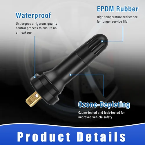 Vista 3 de Augeny 5 piezas TPMS 20008 vástago de válvula de neumático, sensor de presión de neumáticos sin cámara de goma a presión, repuesto compatible