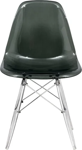 Vista 3 de LeisureMod Cresco - Silla de comedor moldeada moderna con base Eiffel cromada y patas de soporte acrílicas en forma de X, silla auxiliar ergonómica