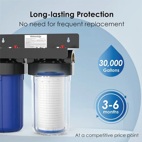 Vista 9 de Waterdrop AP810 - Filtro de agua de repuesto para toda la casa para 3M® Aqua-Pure AP810, AP801, AP811, Whirlpool® WHKF-GD25BB, WHKF-DWHBB, 10 x 4.5