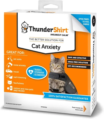 Vista 2 de ThunderShirt Classic - Chaqueta contra la ansiedad para gatos, gris sólido, pequeña
