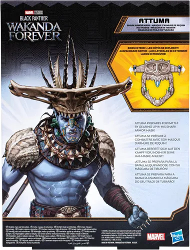 Vista 10 de Marvel Studios' Black Panther: Wakanda Forever Attuma Shark Armor Mask Juguete de juego de rol con función de expansión Hammerhead