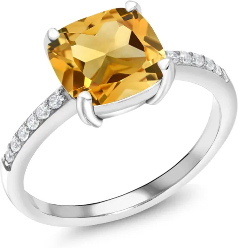 Vista 91 de Gem Stone King Anillo de compromiso de plata de ley 925 con piedra preciosa de corte cojín de 0.315 in Anillo de compromiso de aniversario de boda