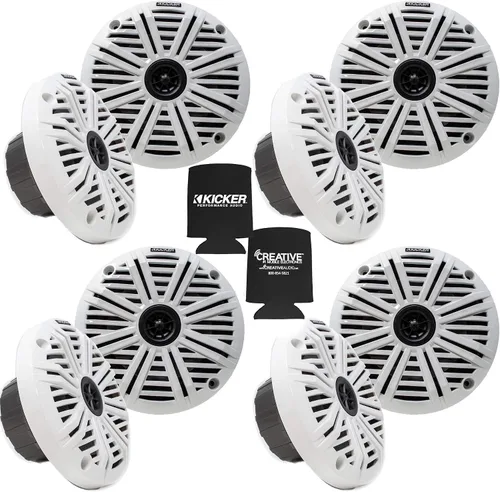 Vista 11 de KICKER Paquete de altavoces coaxiales marinos de repuesto OEM negro de 6.5 "4 ohmios - 8 altavoces Eight black 6.5 in 4-ohm coaxial OEM