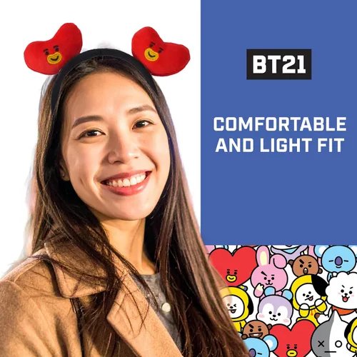 Vista 39 de Concept One BT21 LINE FRIENDS - Diadema bordada de felpa 3D para mujer, Chimmy