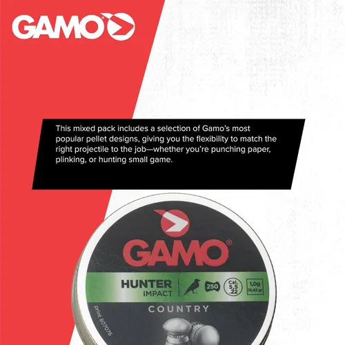 Vista 3 de Gamo Air Rifle Pellet Combo Pack .177 or .22 Assorted Pellet Shapes Inside - Great Mix For Target And Hunting - Precision Weight Graded Sets