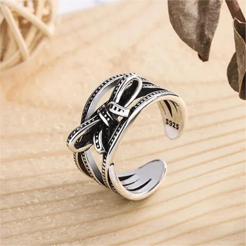 Vista 164 de Anillo de plata de ley 925, minimalista, ajustable, hecho a mano, para mujeres y niñas