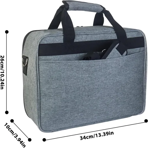 Vista 9 de Boczif - Funda de transporte para proyector, estuche de viaje portátil (gris) con compartimento para portátil y correa de hombro ajustable