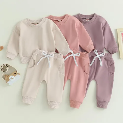 Vista 2 de Mubineo Conjunto de sudadera de manga larga para bebé niño y niña, para otoño e invierno