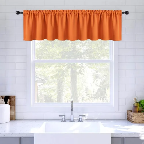 Vista 13 de MIULEE Cenefa opaca con bolsillo para cortinero, con aislamiento térmico, cortina corta para ventana pequeña y dormitorio, 42 x 18 pulgadas, 1 Beige
